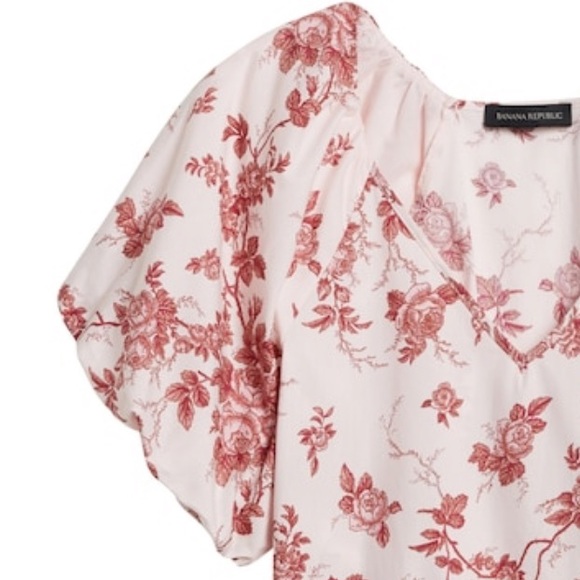 Banana Republic V-Neck Poplin Puff-Sleeve Top NWOT - Picture 3 of 4